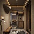 Traditional Hotpot Restaurant Interior With Wooden Decor Warm Lighting And Seating Area
