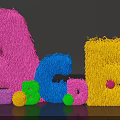 Vibrant Photo Check-in Spot With Colorful Fluffy Alphabet Letters And Bright Spherical Decorations
