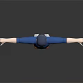 3D Character Model With Blue Shirt White Striped Pants Brown Shoes And Arms Outstretched Pose