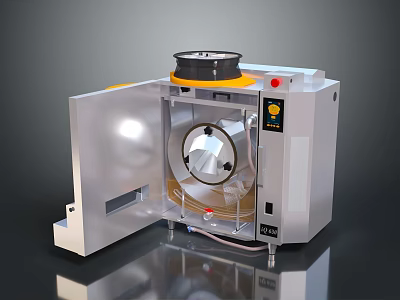 Silver Commercial Kitchen Appliance With Open Door Circular Interior And Control Panel 3d model