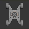 Four Wheeled Robot Vehicle Chassis With Circular Center And Orange Ring Design