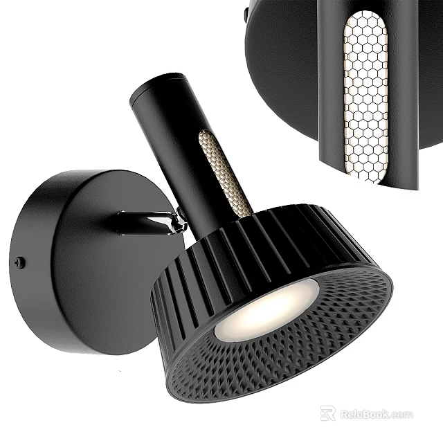 Modern Black Wall Lamp With Textured Shade And Wall Mount Design 3d model