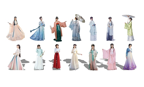 Modern Woman Ancient Hanfu Character Beautiful Woman 3d model