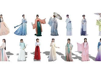 Modern Woman Ancient Hanfu Character Beautiful Woman 3d model