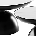 Modern Round Side Tables with Black Bell Shaped Bases and White Tabletop 3d model