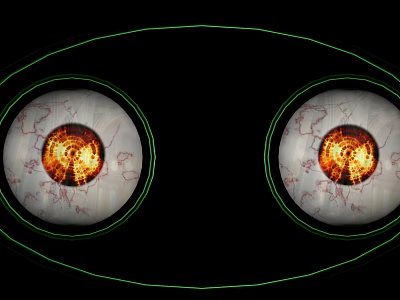 Human Eyes With Green Outline And Orange Pupil Texture On Black Background 3d model