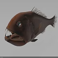 Red Deep Sea Fish With Large Mouth Sharp Teeth Big Eyes And 3D Rendered Model 3d model