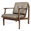 Stylish Accent Chair with Wooden Frame Beige Cushion and Tufted Backrest Design