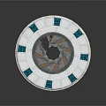 Futuristic Circular Mechanical Structure With Central Ring And Blue Panels