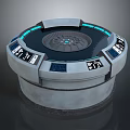 Futuristic Circular Control Panel With Blue LED Lights And Digital Displays 3d model
