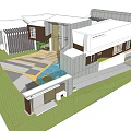 Modern Hotel Building With Contemporary Design Swimming Pool And Glass Windows