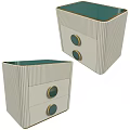 Modern Light Colored Bedside Table With Two Drawers Round Knobs And Vertical Striped Texture 3d model
