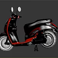 Sleek Modern Gray and Red Scooter with Black Seat Mirrors and Silver Wheels