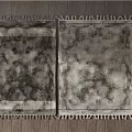 Square Rugs With Fringed Edges Neutral Gray Beige Textured Design On Wooden Floor