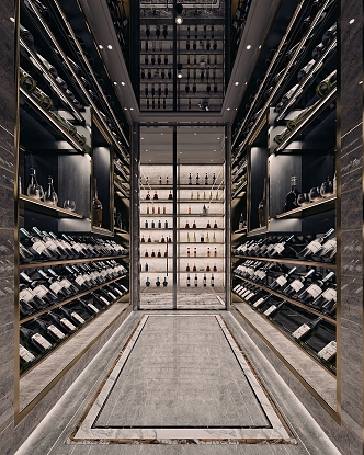 wine cabinet wine cellar wine bottle wine cabinet sliding door 3d model