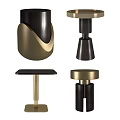 Modern Round Accent Tables With Dark Wood And Gold Metal Design Elements