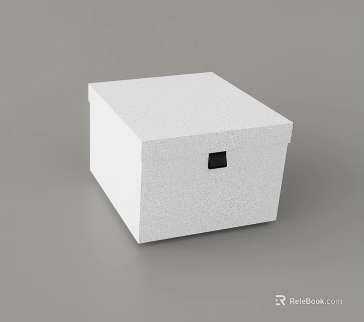 White Textured Cube Box with Small Black Square on Top Surface 3d model 