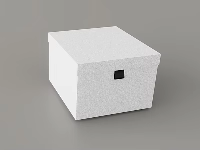 White Textured Cube Box with Small Black Square on Top Surface 3d model