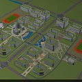Modern School Buildings Campus Design Featuring Multiple Structures Green Spaces And Sports Fields 3d model