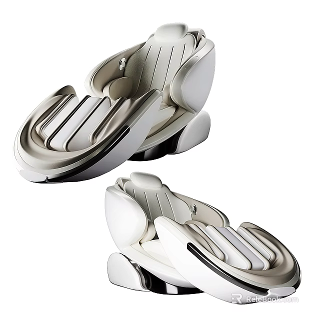 Modern Massage Chair With Streamlined Design White Black Color And Striped Backrest 3d model 