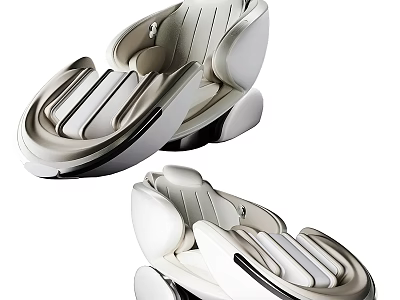 Modern Massage Chair With Streamlined Design White Black Color And Striped Backrest 3d model