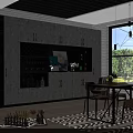 Modern Wine Cabinet Interior Design With Glass Doors Wine Racks And Dining Chairs