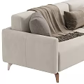 Modern Sectional Sofa With Soft Fabric Pillows Throw Blanket And Neutral Tones 3d model