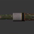 Vintage Mechanical Revolver Weapon With Green Metal Body And Gold Accent Details