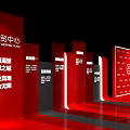 Red Illuminated China Railway Event Passage With Decorative Display Boards