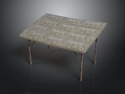 Sturdy Textured Table With Striped Surface And Metal Folding Legs 3d model