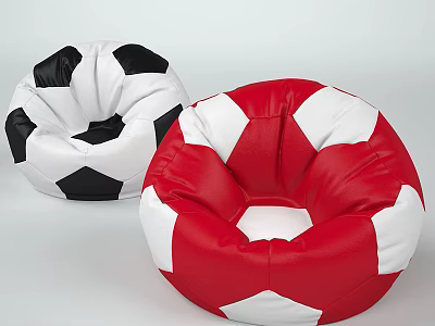 Soccer Ball Shaped Sofa Stools In Black White And Red White Color Styles 3d model
