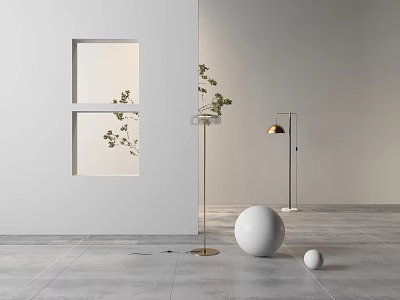 Minimalist Room With Modern Floor Lamps And Decor 3d model