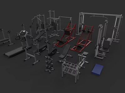 Professional Fitness Equipment Set Including Multifunctional Machines Dumbbell Racks And Benches 3d model