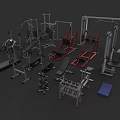 Professional Fitness Equipment Set Including Multifunctional Machines Dumbbell Racks And Benches