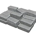 Gray Bricks Stacked In Pile With Rough Texture On Black Background 3d model