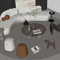 Modern Curved Sofa Coffee Table Combination Curved Sofa 3d model