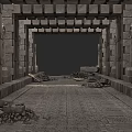 Ancient Ruin Entrance With Arched Stone Gate Stone Walls And Rubble Stones