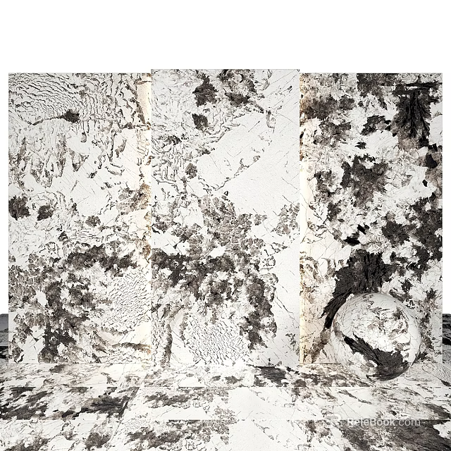 Circular Decorative Components with Irregular Black Patterns on Abstract Textured Background 3d model 
