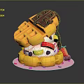 Layered Waffle Dessert With Chocolate Sauce Fresh Strawberry And Colorful Sprinkles On Pink Plate