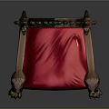 Gothic Style Chair With Ornate Carvings Red Velvet Seat And Decorative Armrests