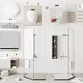 Modern Bathroom Suite With Shower Enclosure Vanity Mirror And Toilet