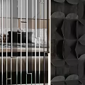 Elegant Modern Bedroom Accent Wall With Geometric Patterns And Gold Lighting Fixtures