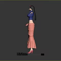 Animated Female Character In Blue Top Pink Skirt Red Headdress On Black Base Arms Outstretched