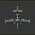 Blue And Green Camouflage Twin Engine Passenger Aircraft 3D Model With Tail Logo