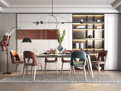 Modern dining table and chair combination model