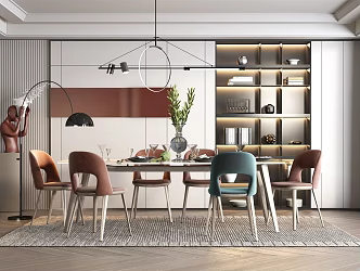 Modern dining table and chair combination 3d model