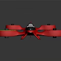Red Aerial Drone Equipment With Four Propellers And Modern Sleek Design