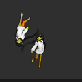 Woman in White Hoodie with Long Black Hair Glowing Green Eyes and Blood Stains