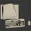 Vintage Electronic Computer Appliances Setup Including Monitor Tower Keyboard and Mouse