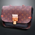 Stylish Leather Crossbody Bag With Classic Pattern Brown Exterior Red Accents And Metal Lock Closure
